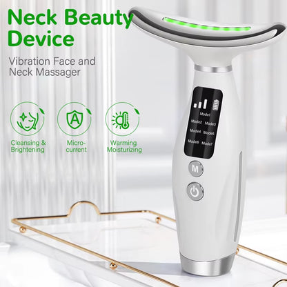 7 Color Facial Neck Massager EMS Micro-Current Neck Face Beauty Device for Enhanced Face Neck and Shoulder Care with Vibrating