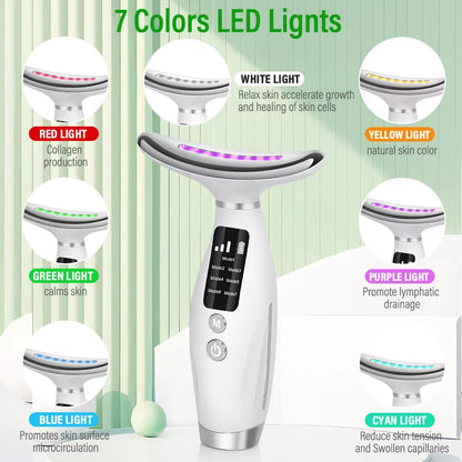7 Color Facial Neck Massager EMS Micro-Current Neck Face Beauty Device for Enhanced Face Neck and Shoulder Care with Vibrating