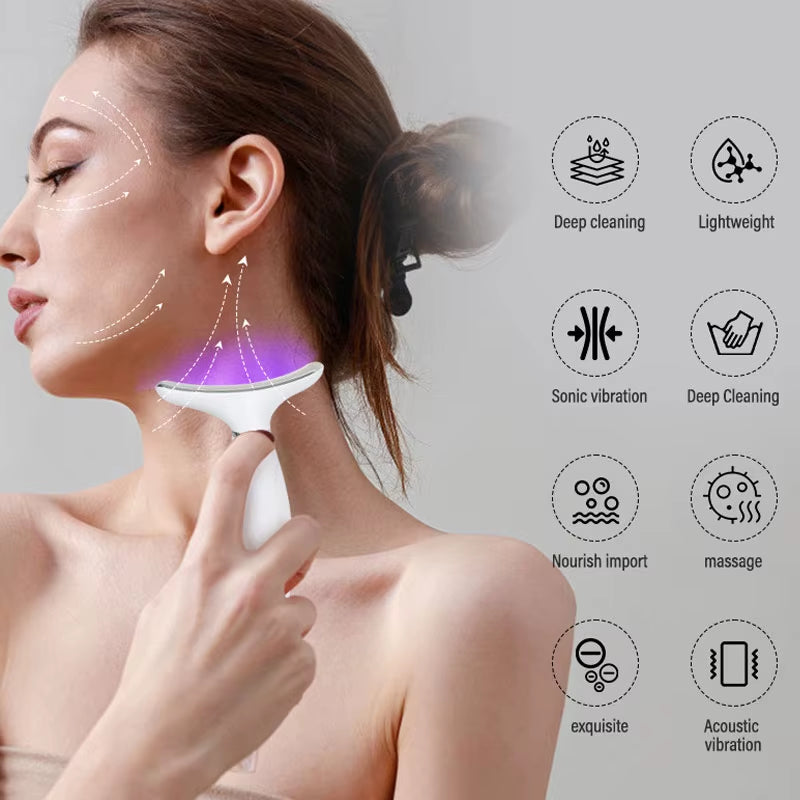 7 Color Facial Neck Massager EMS Micro-Current Neck Face Beauty Device for Enhanced Face Neck and Shoulder Care with Vibrating