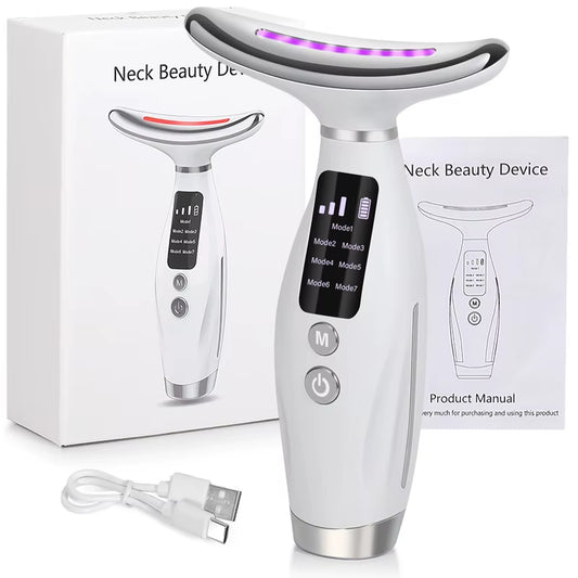 7 Color Facial Neck Massager EMS Micro-Current Neck Face Beauty Device for Enhanced Face Neck and Shoulder Care with Vibrating