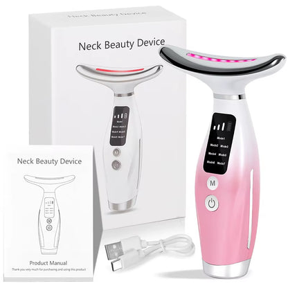 7 Color Facial Neck Massager EMS Micro-Current Neck Face Beauty Device for Enhanced Face Neck and Shoulder Care with Vibrating